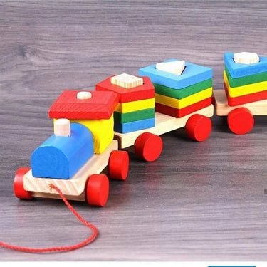 Wooden Pull Along Shape Sorter Three Section Train
